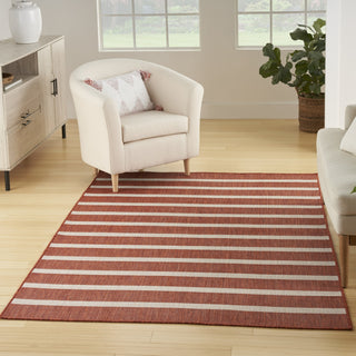 Nourison Positano POS03 Terracotta Ivory Area Rug Corner Image