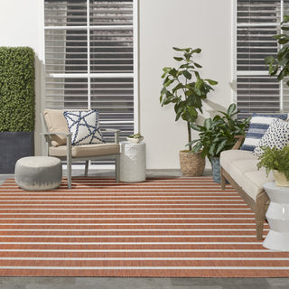 Nourison Positano POS03 Terracotta Ivory Area Rug Corner Image