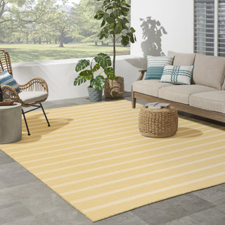 Nourison Positano POS03 Yellow Ivory Area Rug Corner Image