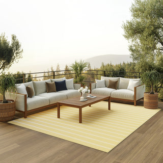 Nourison Positano POS03 Yellow Ivory Area Rug Corner Image
