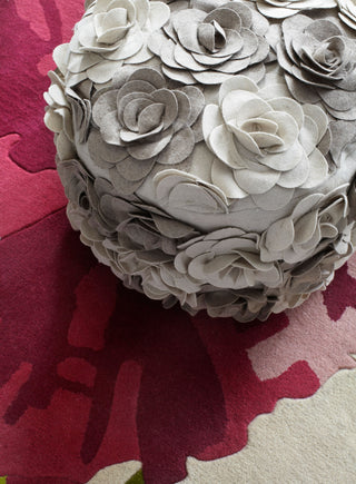 Surya Felted Floral POUF-28 Beige Pouf main image