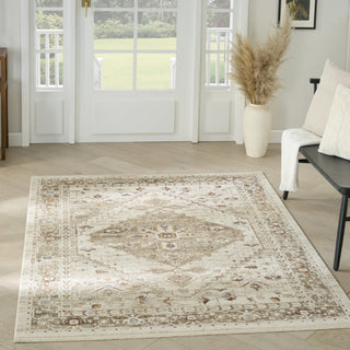 Nourison Pardis PRD02 Ivory Taupe Area Rug Corner Image