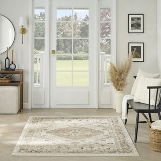 Nourison Pardis PRD02 Ivory Taupe Area Rug Room Image Feature