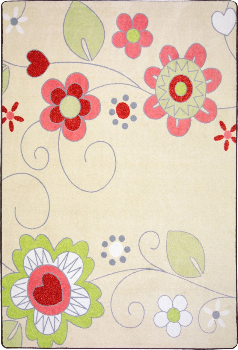 Joy Carpets Kid Essentials Pretty Posies Multi Area Rug