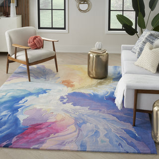 Nourison Prismatic PRS37 Blue Multicolor Area Rug Room Image Feature