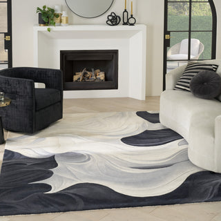 Nourison Prismatic PRS41 Ivory Black Area Rug Room Image Feature