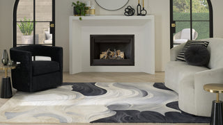 Nourison Prismatic PRS41 Ivory Black Area Rug Room Image Feature