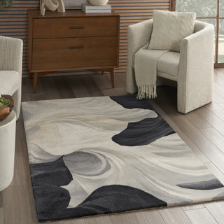 Nourison Prismatic PRS41 Ivory Black Area Rug Room Image Feature