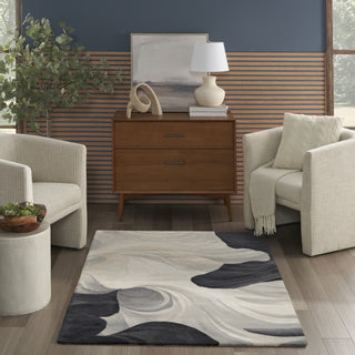 Nourison Prismatic PRS41 Ivory Black Area Rug Room Image Feature