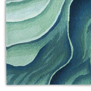 Nourison Prismatic PRS42 Silver Green Area Rug Corner Image