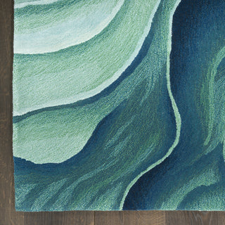 Nourison Prismatic PRS42 Silver Green Area Rug Corner Image