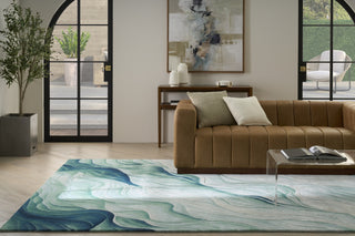 Nourison Prismatic PRS42 Silver Green Area Rug Room Image Feature