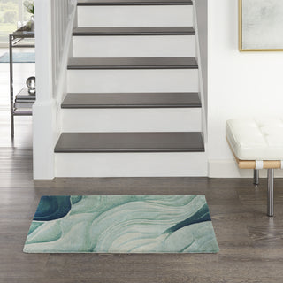 Nourison Prismatic PRS42 Silver Green Area Rug Room Image Feature