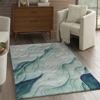 Nourison Prismatic PRS42 Silver Green Area Rug Room Image Feature
