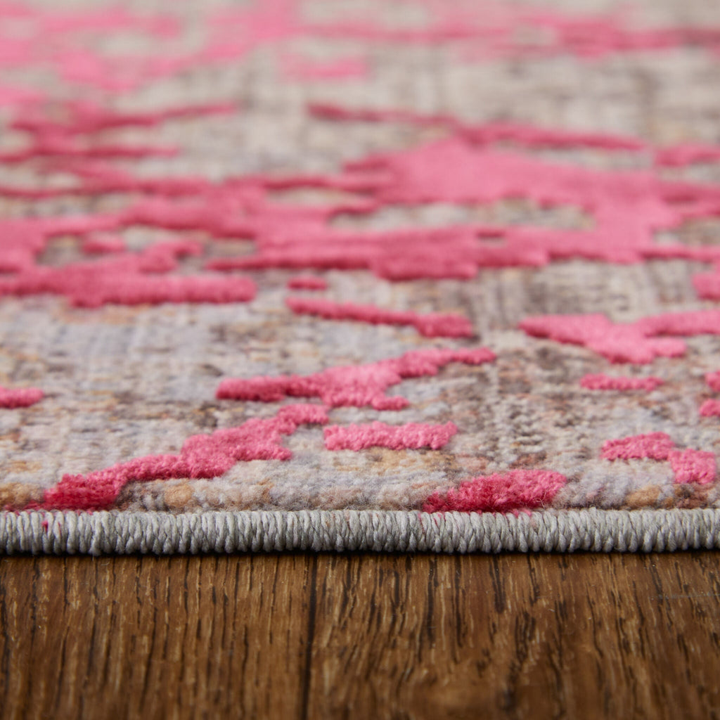 Feizy Pryor 39NEF Pink/Gray/Taupe Area Rug Lifestyle Image Feature