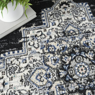 Nourison Passion PSN03 Black Ivory Area Rug Close Up 2