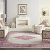 Nourison Passion PSN03 Ivory/Fuchsia Area Rug Room Image Feature