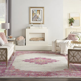 Nourison Passion PSN03 Ivory/Fuchsia Area Rug Room Image Feature