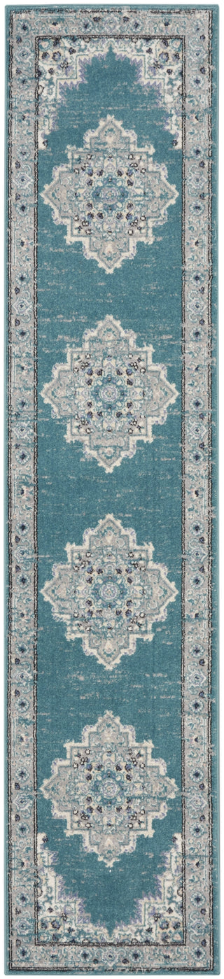 Nourison Passion PSN03 Turquoise Grey Area Rug Runner