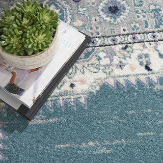Nourison Passion PSN03 Turquoise Grey Area Rug Close Up