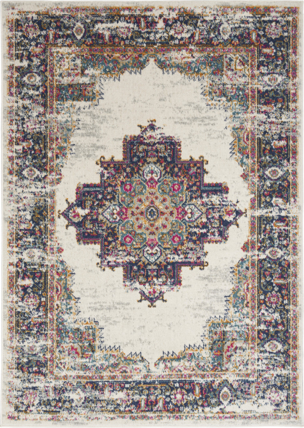 Nourison Passion PSN03 Ivory Blue Area Rug main image