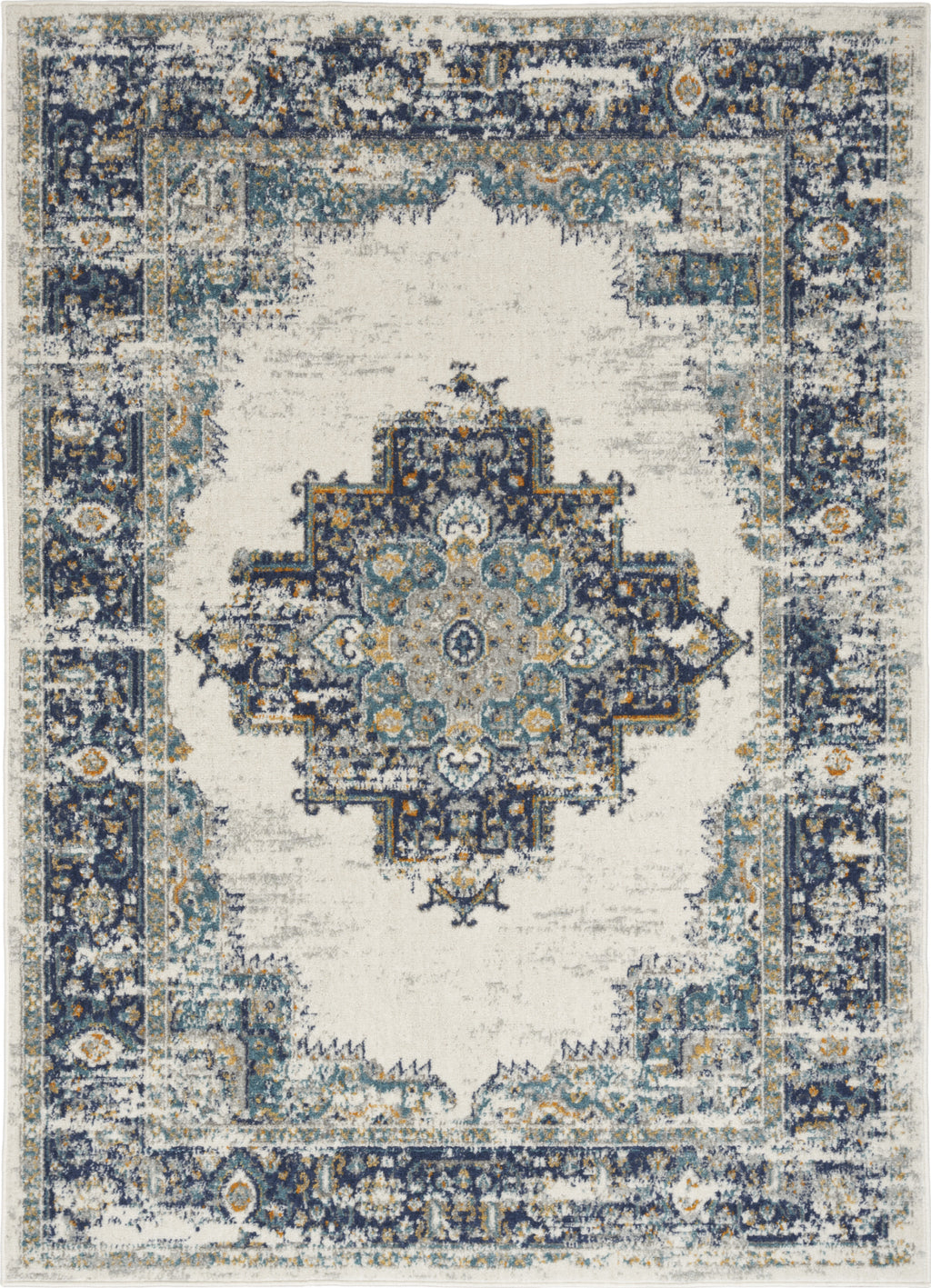 Nourison Passion PSN03 Ivory/Grey/Blue Area Rug main image