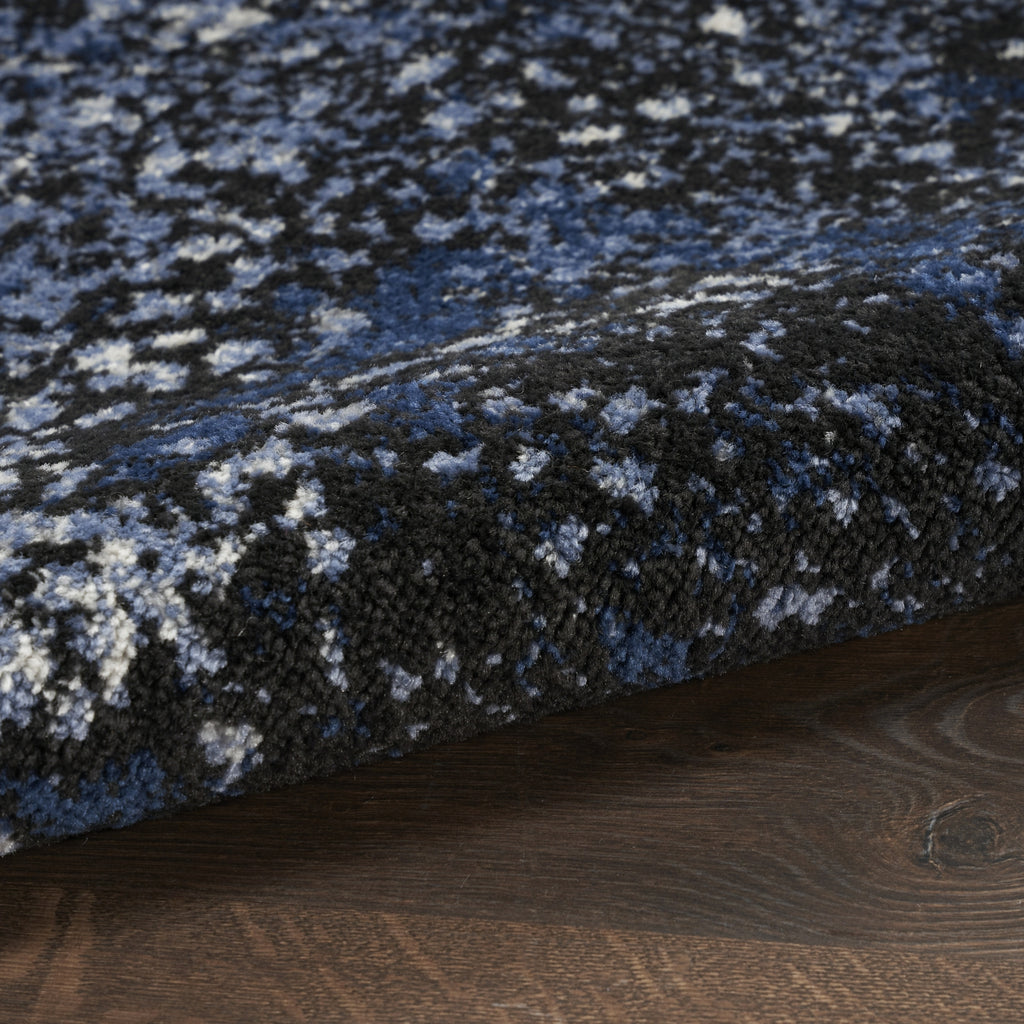 Nourison Passion PSN10 Light Blue Black Area Rug Corner Image
