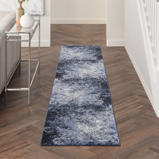 Nourison Passion PSN10 Light Blue Black Area Rug Corner Image