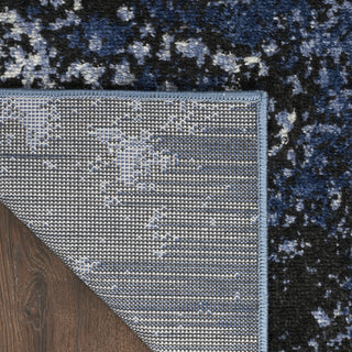 Nourison Passion PSN10 Light Blue Black Area Rug Corner Image