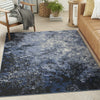 Nourison Passion PSN10 Light Blue Black Area Rug Corner Image