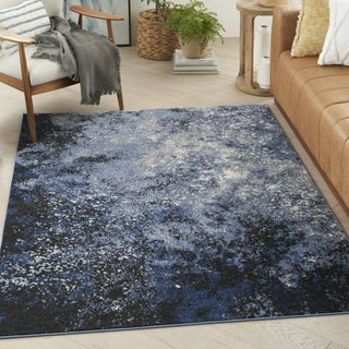 Nourison Passion PSN10 Light Blue Black Area Rug Corner Image