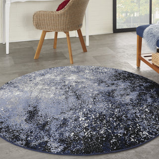 Nourison Passion PSN10 Light Blue Black Area Rug Corner Image