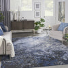 Nourison Passion PSN10 Light Blue Black Area Rug Corner Image