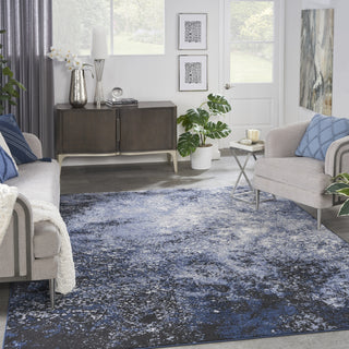 Nourison Passion PSN10 Light Blue Black Area Rug Corner Image