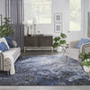 Nourison Passion PSN10 Light Blue Black Area Rug Room Image Feature