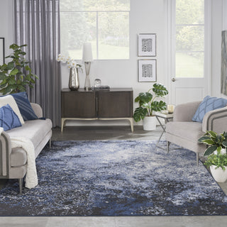 Nourison Passion PSN10 Light Blue Black Area Rug Room Image Feature