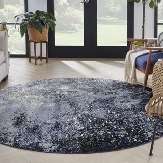 Nourison Passion PSN10 Light Blue Black Area Rug Corner Image