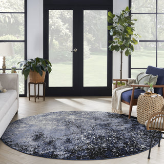 Nourison Passion PSN10 Light Blue Black Area Rug Room Image Feature