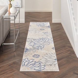 Nourison Passion PSN17 Ivory Grey Blue Area Rug Corner Image