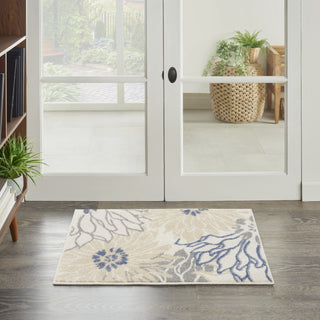 Nourison Passion PSN17 Ivory Grey Blue Area Rug Corner Image