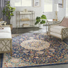 Nourison Passion PSN22 Navy Multicolor Area Rug Corner Image