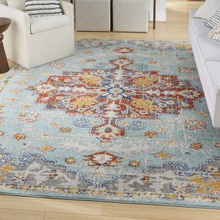 Nourison Passion PSN52 Aqua Multicolor Area Rug Corner Image