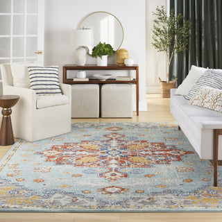 Nourison Passion PSN52 Aqua Multicolor Area Rug Room Image Feature