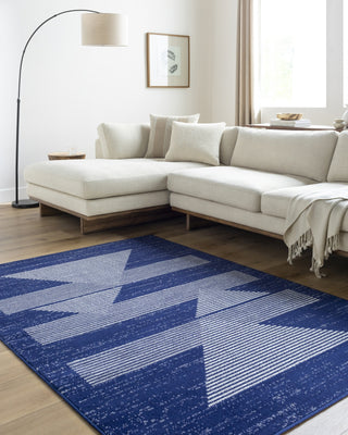 LIVABLISS Pisa PSS-2377 Dark Blue Area Rug Room Scene Feature