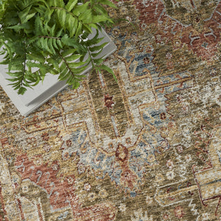Nourison Petra PTR01 Green Area Rug Corner Image