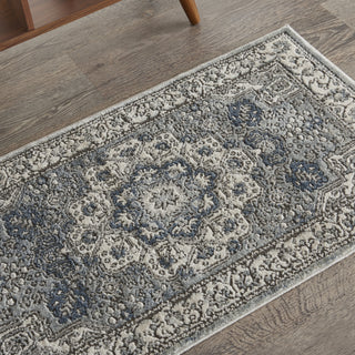 Nourison Quarry QUA07 Grey Ivory Area Rug Corner Image