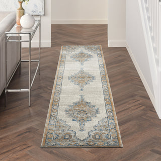 Nourison Quarry QUA09 Grey Light Blue Area Rug Corner Image