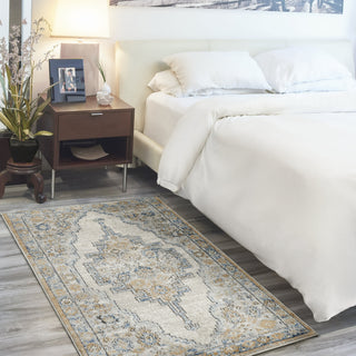 Nourison Quarry QUA09 Grey Light Blue Area Rug Corner Image