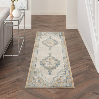 Nourison Quarry QUA09 Grey Light Blue Area Rug Corner Image