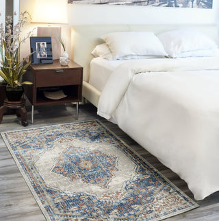 Nourison Quarry QUA12 Blue Grey Area Rug Corner Image